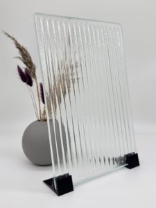 Artisan glass, stripe glass, geometric pattern, interior design