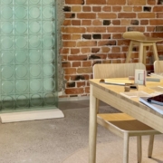 Artisan glass-green glass tile pattern-Helsinki Design Thursday showcase stand (1)