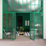 habiatre naapurit osaston näyttävä lasiseinä-artsaanilasi aamukaste ja vihreäksi maalattu metalli frame