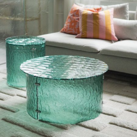 Flow lasipöytä, pyöreä pöytä, orgaaninen, eläväinen lasipinta