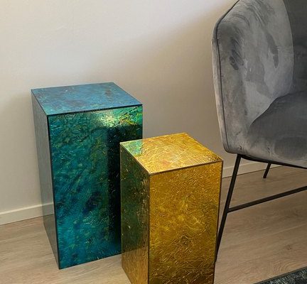 Peilikuutiot värikkäät antiikkipeilit_250x250x470-500 = 150 eur/kpl