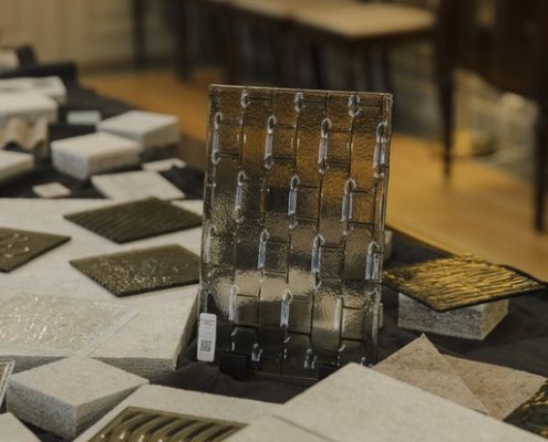 Sample table-artisan glass samples-Essis by Lasilinkki-Design embassy-residence of Finlands ambassodor3