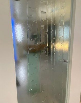 Sulatettu lasiovi Koivut_895x2050mm_8mm kirkas karkaistu turvalasi_kromiset saranat ja nuppivedin_500 € (ovh.1700 €)