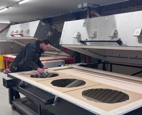 MAKING OF ARBOR ARTISAN GLASS TABLE TOPS-AT THE FUSING KILNS